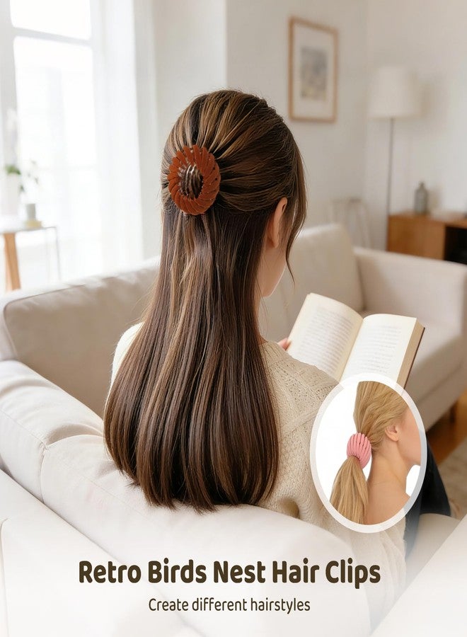 DORMIYA 8 Pcs Birds Nest Hair Clip, Expandable Bun Maker, Retro Fashion Ponytail Holder for Women, Multiple Colors Hair Accessories with Strong Hold for Workout, Office & Daily Outfit - Image 5